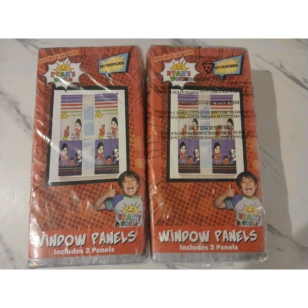 Ryan's World Window Panels 82x 63" Curtain Panel Set- Lot of 2- Windows 36-48in